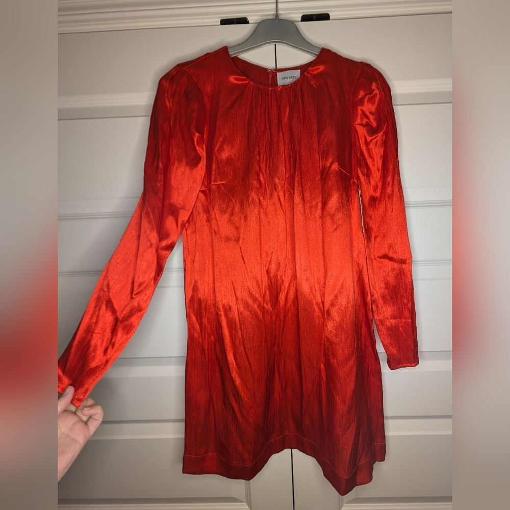 NWT Nine West XS Womens Red Long Sleeve Dress 'Luxe Animal' - Picture 3 of 13